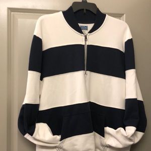 Mens J.Crew Vintage Fleece Striped Half-Zip